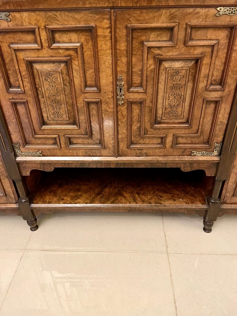 Outstanding Quality Antique Victorian Burr Walnut Credenza/Sideboard - Image 6